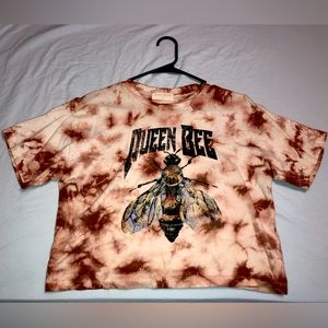 Queen Bee Red Tie Dye Crop Top Tee Shirt